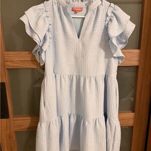 THML Light Blue Ruffled Casual Dress